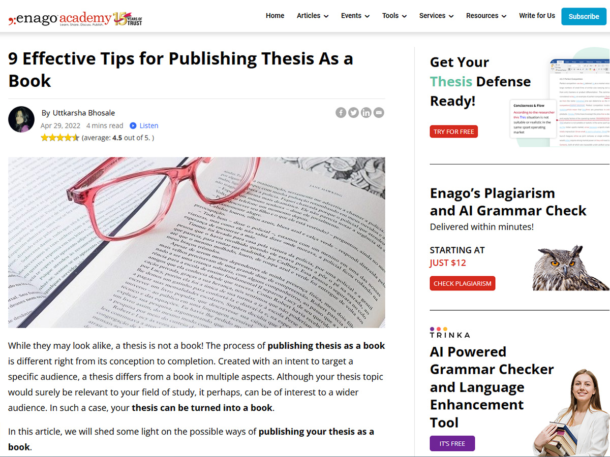 9 Effective Tips for Publishing Thesis As a Book